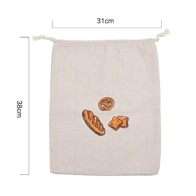 Linen Bread Bags Reusable Drawstring Large Washable Storage Food Accessories Home Unbleached Kitchen Organizer Zpaxo B