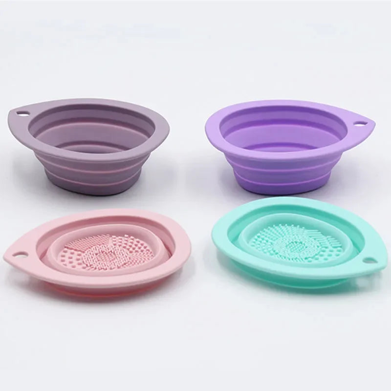 Silicone Makeup Brush Cleaner Folding Powder Puff Cleaning Bowl Eyeshadow Brushes Washing Soft Mat Beauty Tools Scrubber Box Zpaxo