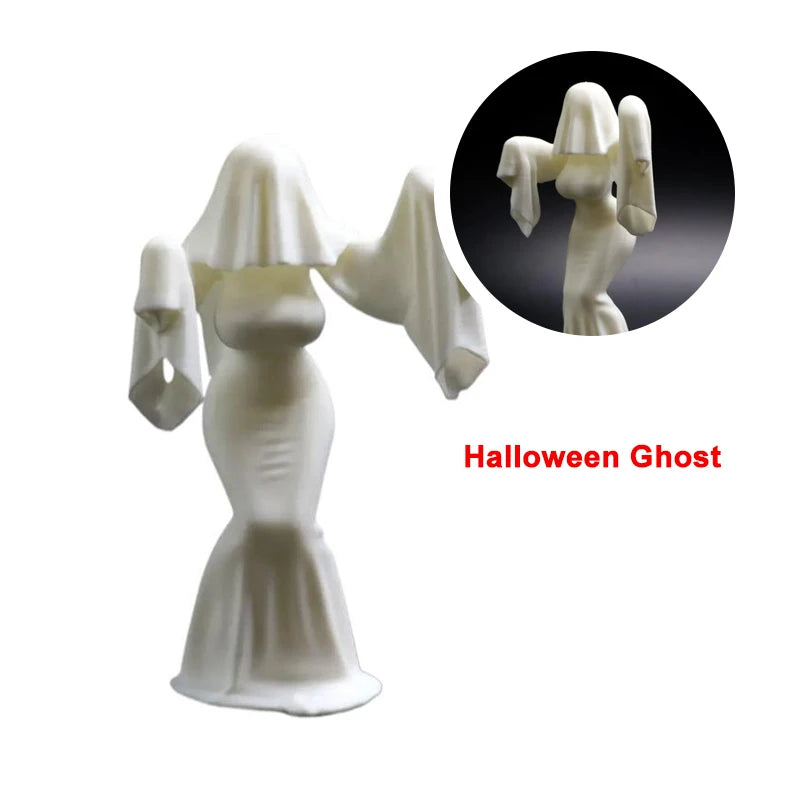 1Pcs Halloween Ghost 3D Printing Ornaments Bride Character Sculpture Model Ornaments Creative Female Ghost Desktop Figurine Zpaxo