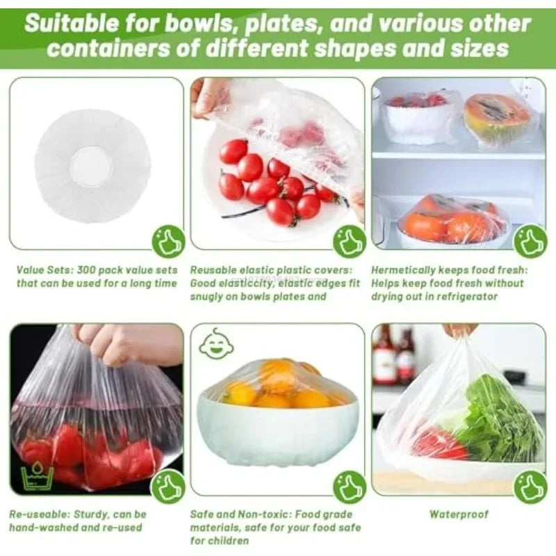 Colorful Disposable Food Cover Dust Food Grade Fresh Lids Elastic Plastic Wrap Shower Cap Fruit Food Cover Fresh Keeping Bag Zpaxo