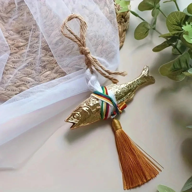 1Pc Golden Cod Fish Pendant Gadus Korean Style Halcogrammus Hanging Ornament Door Hanging Peace Luck Wealth Fish Wall Decoration Zpaxo