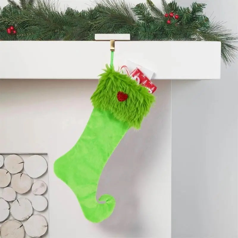 Large Christmas Stocking Fabric Hanging Sock Mantels Holiday Packaging