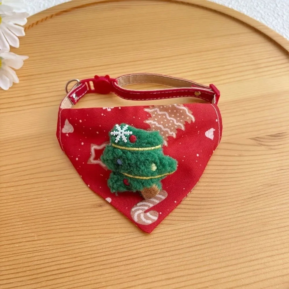 Christmas Dog & Cat Collar with Triangle Scarf – Adjustable Pet Holiday Collar Zpaxo