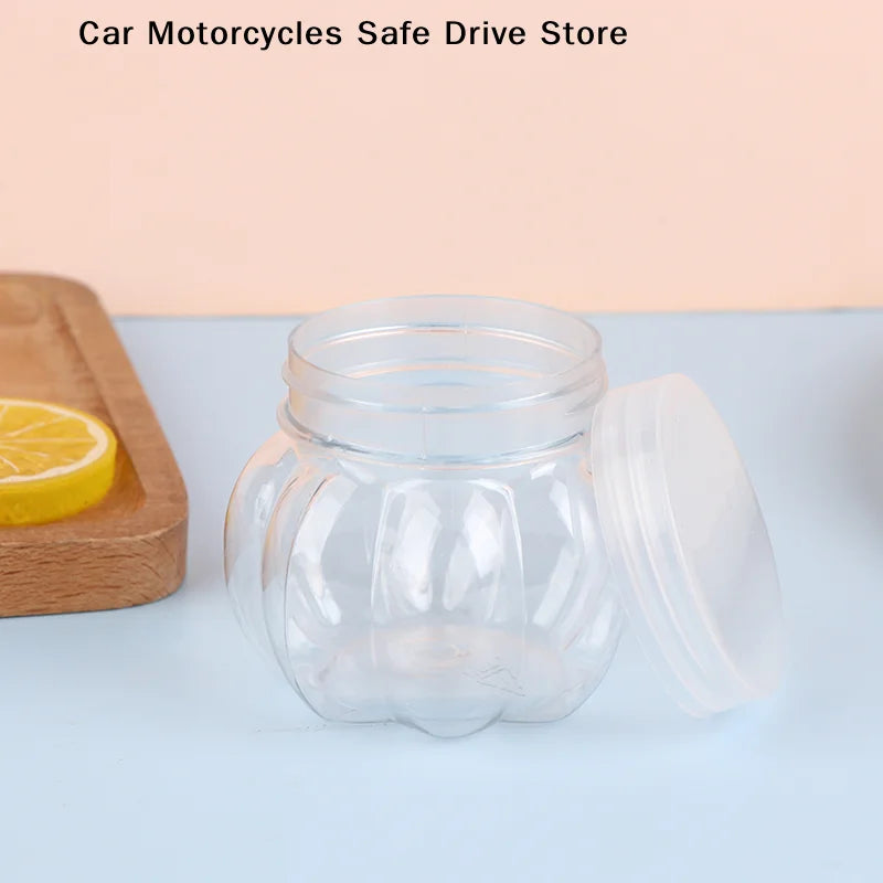Pumpkin Jar Transparent Plastic Lid Candy Cookies Grain Tea Seasoning