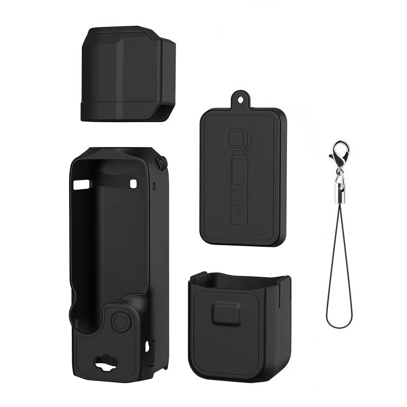 2026 DJI OSMO Pocket3 Silicone Case Anti-scratch Lens Cover Zpaxo Black-A For Pocket 3