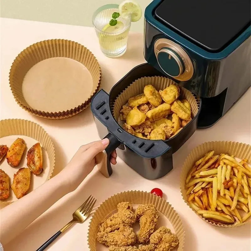 Air Fryer Paper Liners Disposable Oil-Proof Waterproof Baking Paper Round Square And Rectangle Parchment Kitchen Party Supplies Zpaxo