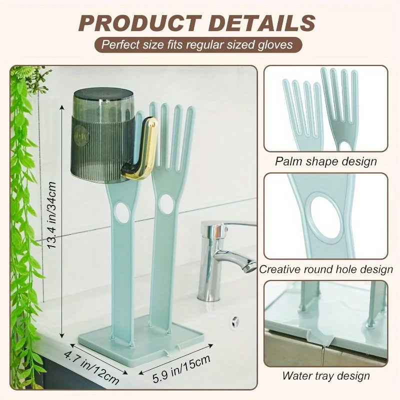 1 Kitchen Glove Holder Drying Rack Dryer Plastic Mitten Rubber Sink
