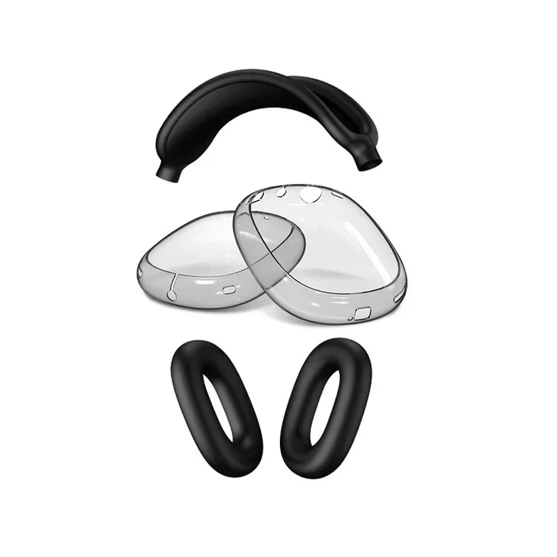 3 in 1 Clear Soft TPU Silicone Skin Protector Ear Cups Case for Airpods Max Airpodmax Anti Scratch Headphones Cover Accessories Zpaxo TPU 2