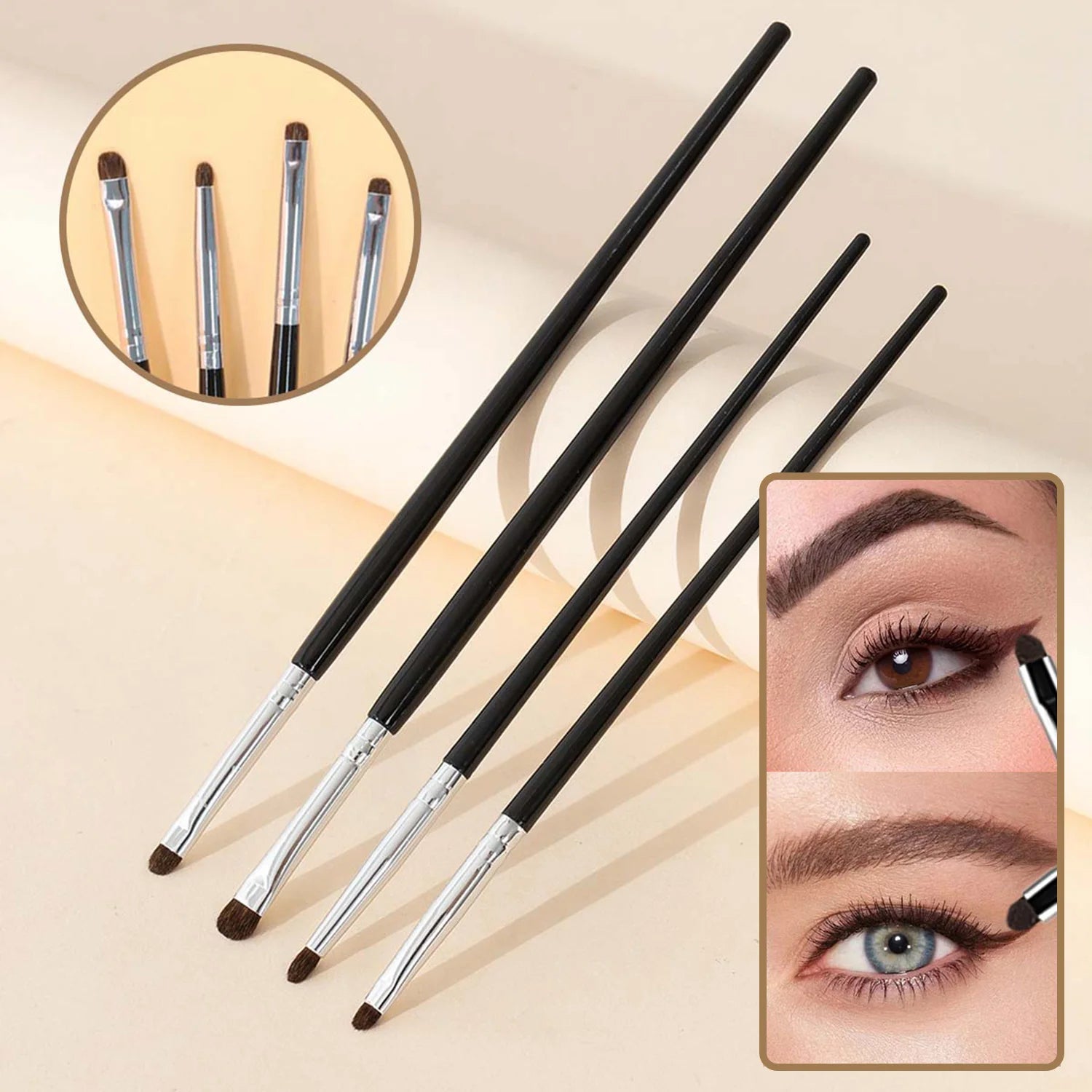 4 pieces of eyeshadow blending brushes, eye shadow brushes with silkworm details, delicate and soft makeup tools Zpaxo