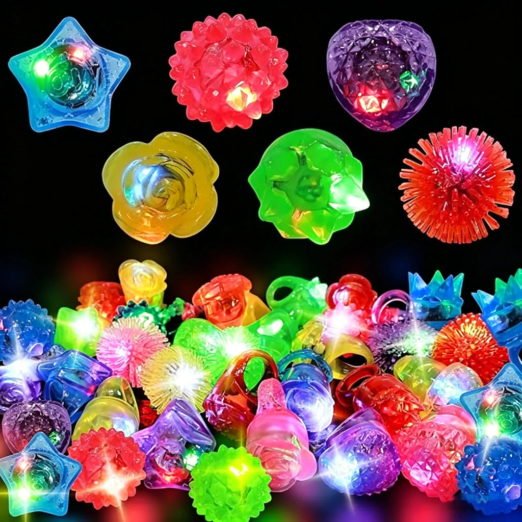 LED Light Up Rings Glow Ring Party Flashing Assorted Colorful Rubber