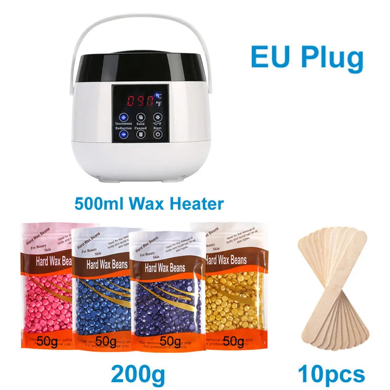 500ML Wax Heater For Hair Removal Wax Melting Warmer Pot with LCD Temperature Display Hard Wax Melter Professional Tool Zpaxo 045-W-EU-200g