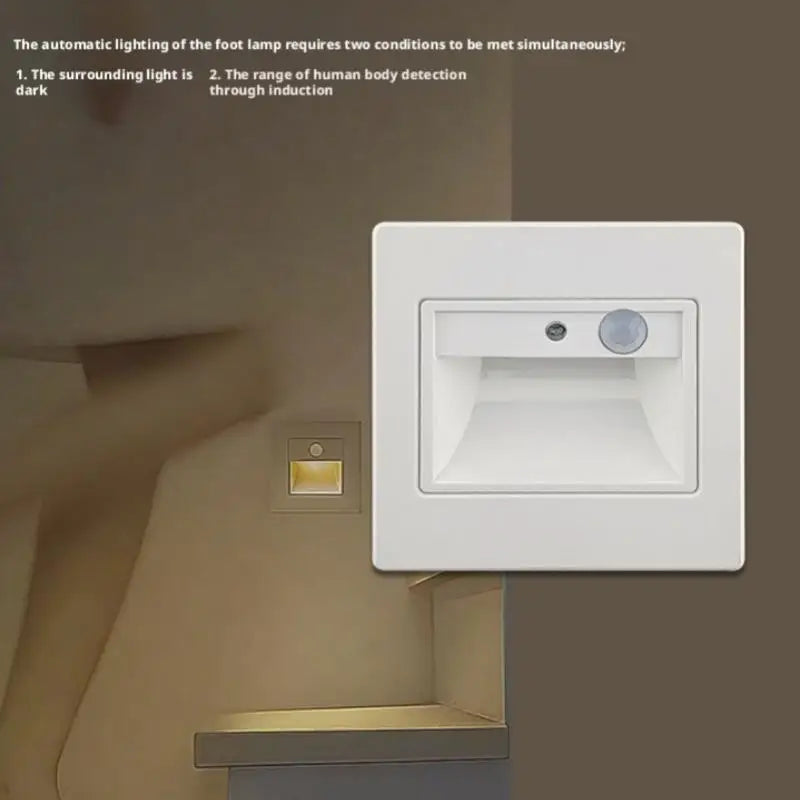 Recessed LED Motion Sensor Night Light – Stair & Hallway Step Lamp