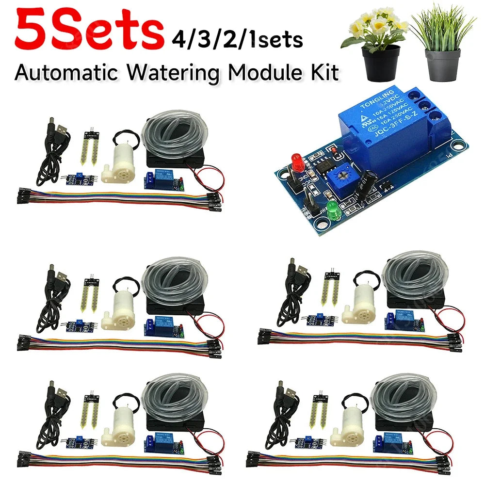DIY Automatic Irrigation Module Kit Automatic Water Pumping Soil Moisture Sensor Mini Water Pump with 50cm Hose for Arduino Zpaxo