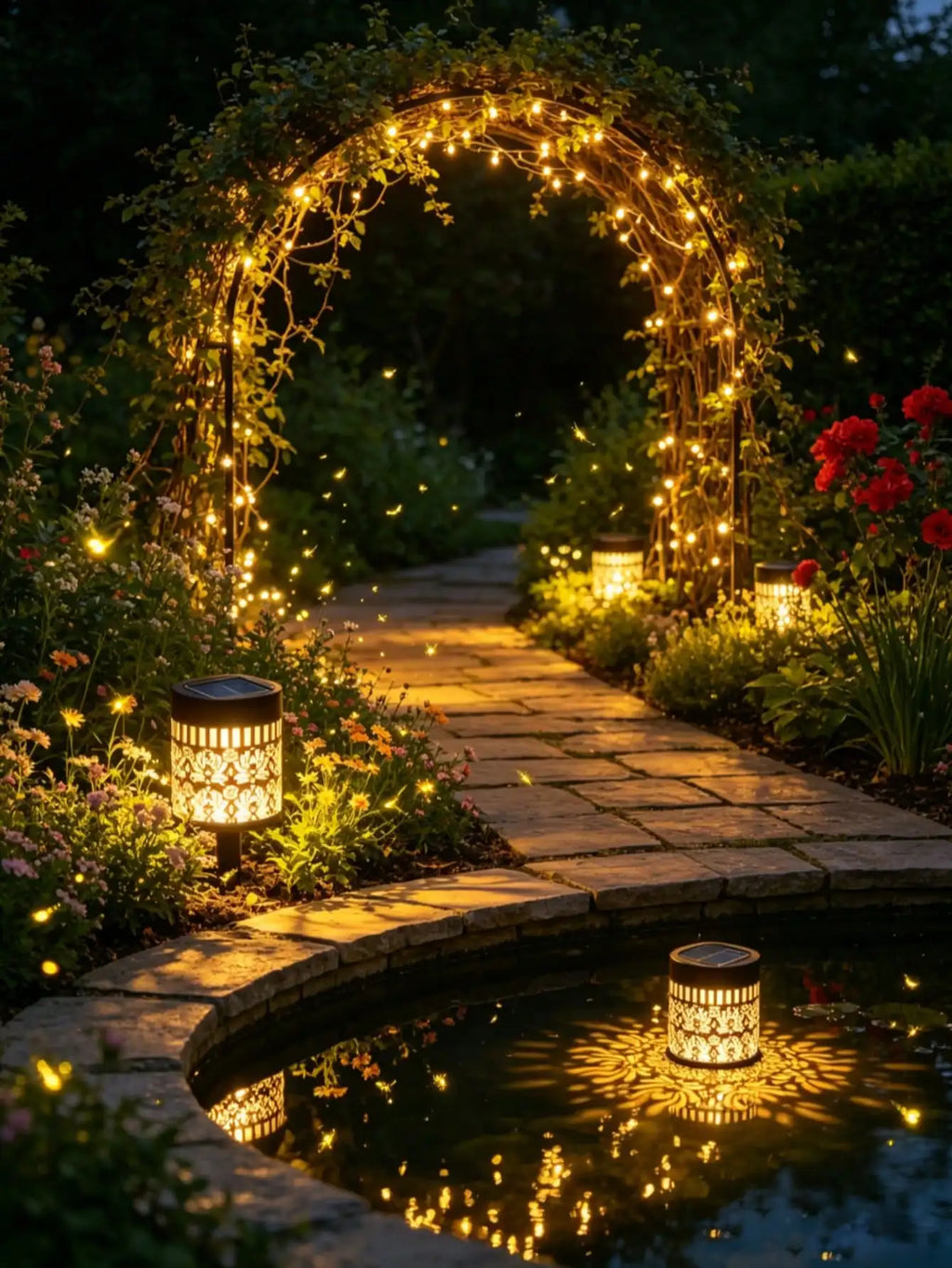 Solar-powered Lotus Peony Lamps Openwork Wrought Iron Garden