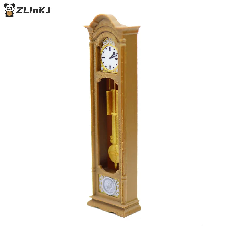 ▶1/12 Dollhouse Retro Standing Clock Grandfather Clock Model Dollhouse Living Room Furniture Decoratio Doll House Scene Ornament Zpaxo