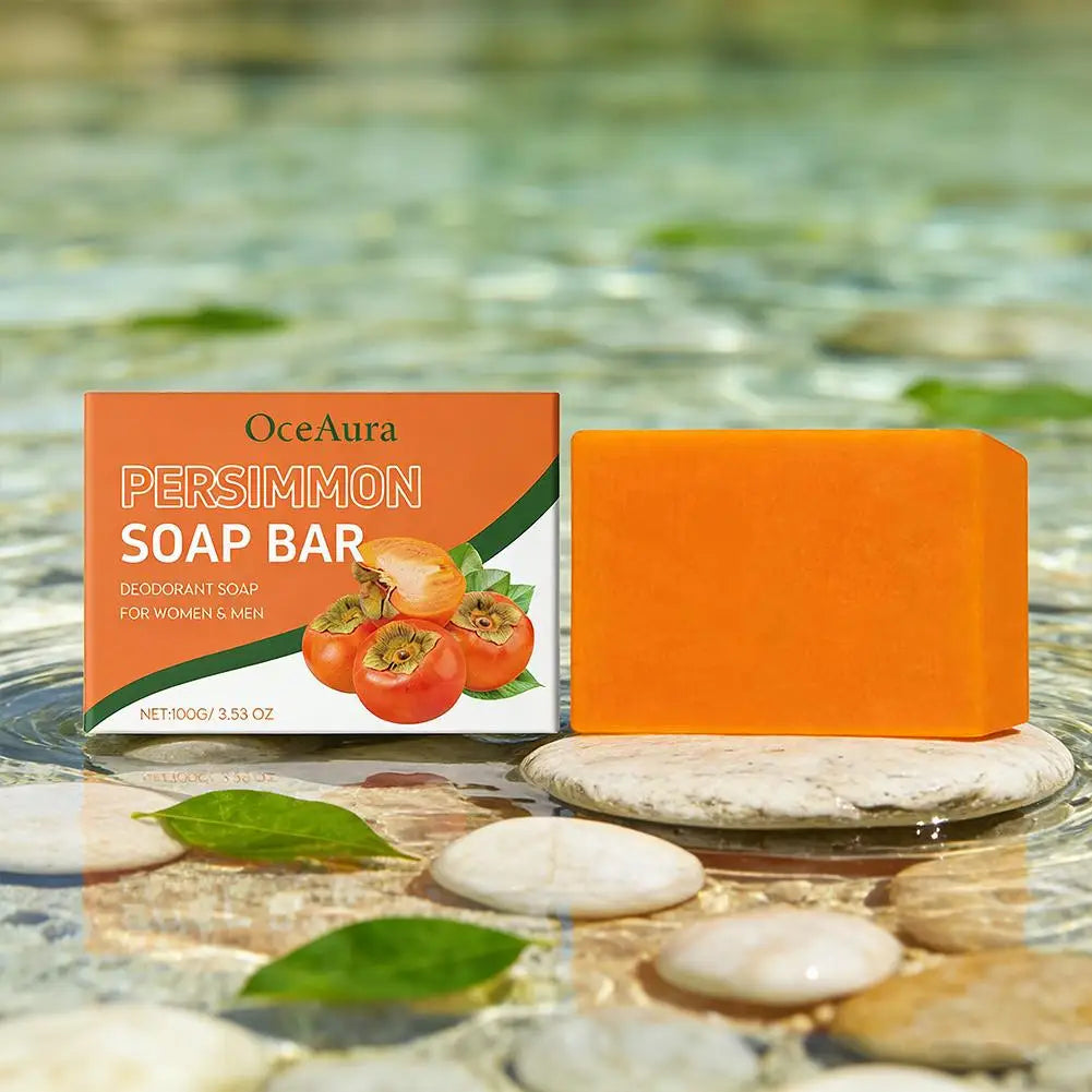 1/2/3cps Gentle Body Soap Bar for Long-Lasting Freshness Daily Cleansing Natural Persimmon Soap for Effective Odor Control Skin Zpaxo