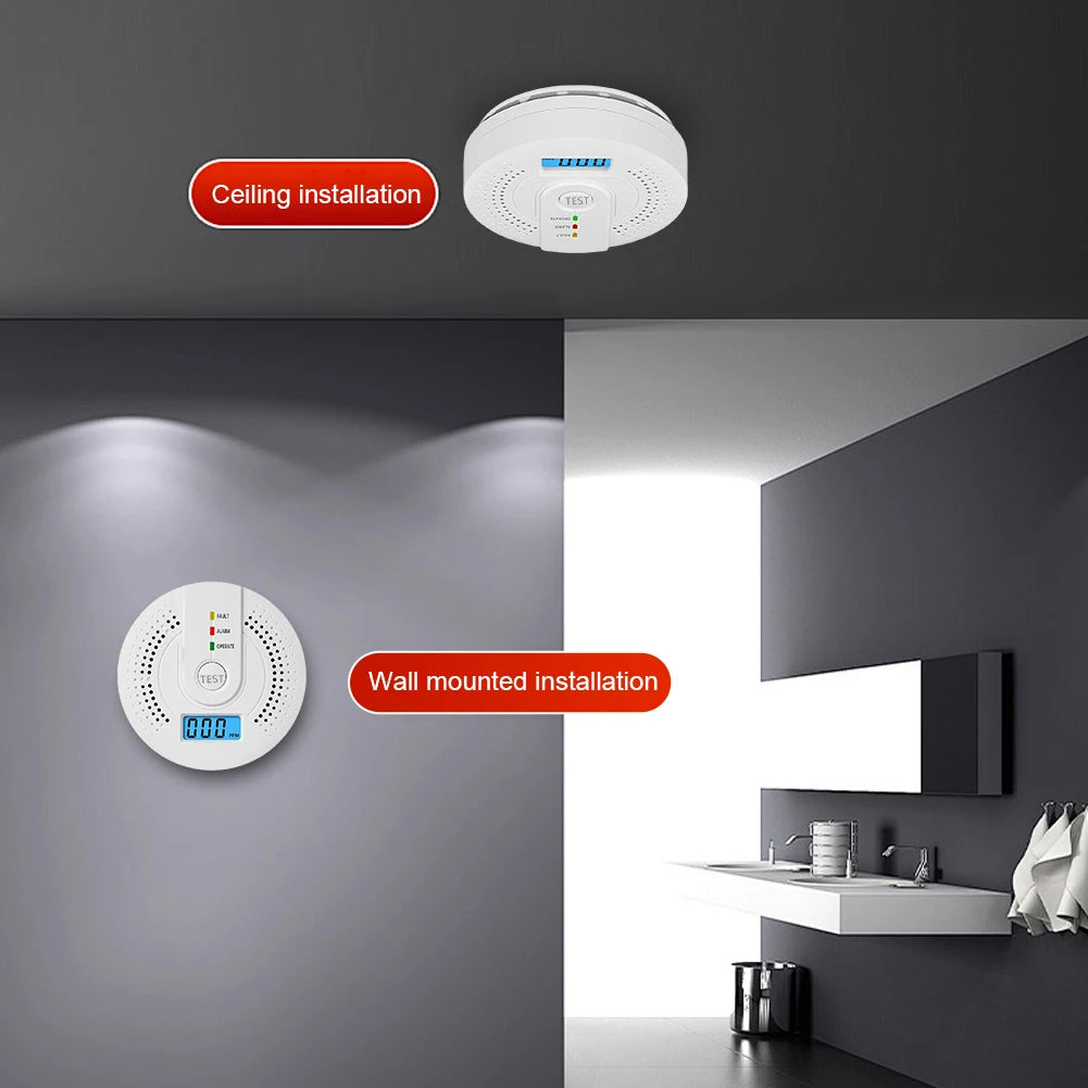 Independent CO Alarm Sensor Sound Warning Gas Monitor Sensitive LCD