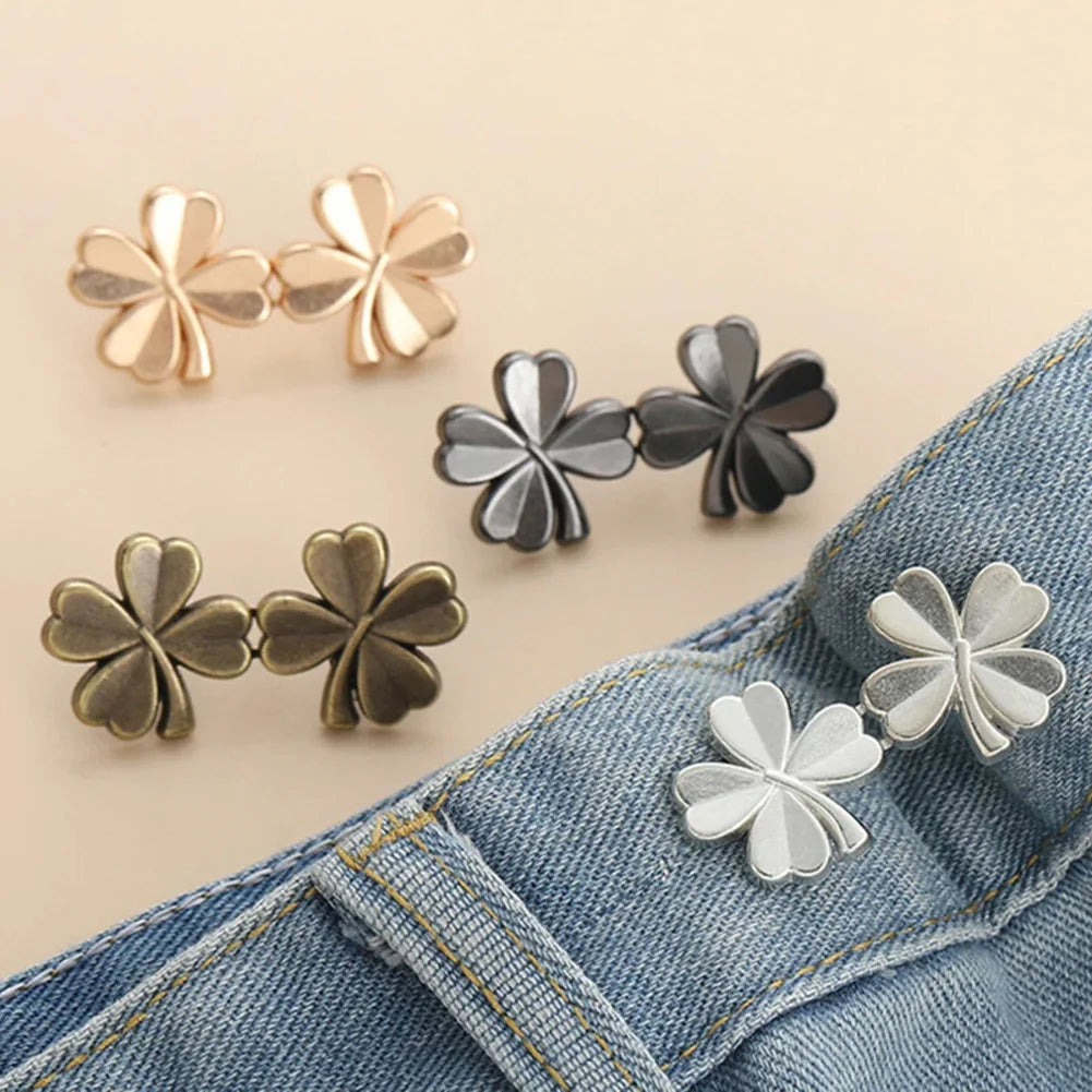 1 Pair Jeans Button Adjustable Clips for Pant Skirts Waist Tightener Buckle Snap Button Adjuster Pants Pin Retractable Button Zpaxo