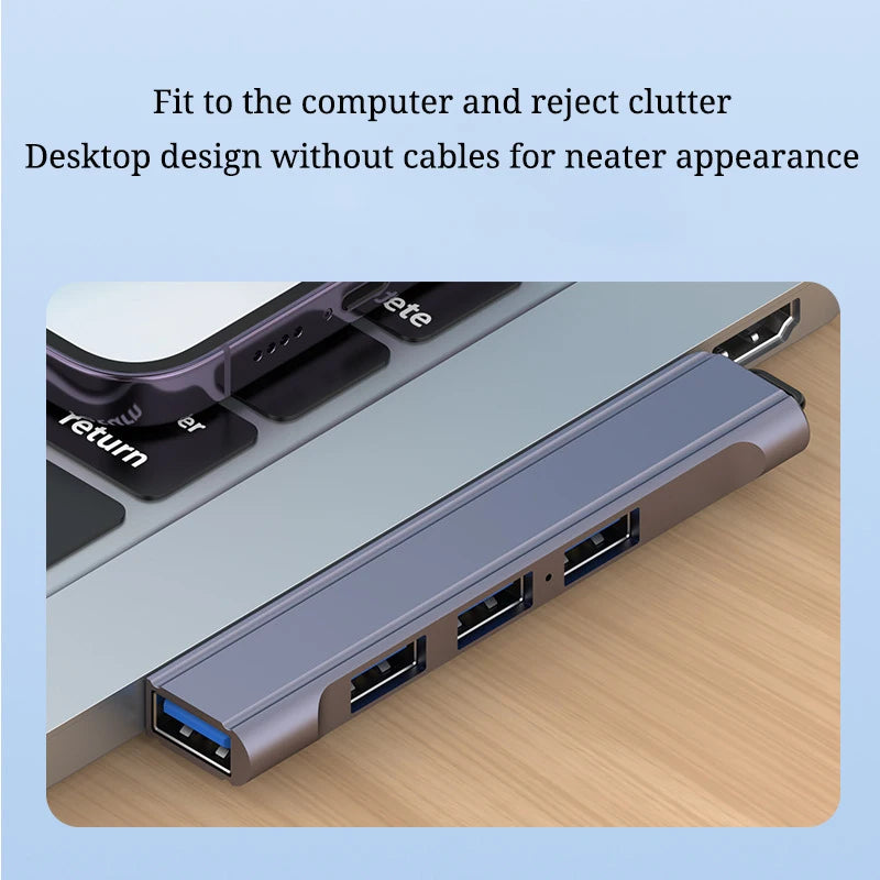 Laptop USB HUB Splitter Aluminum Extender Four Port Side Bending Zpaxo