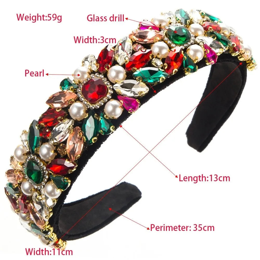 Baroque Rhinestone Headband Hair Clip Hair Accessories Vintage Crown Headband Shiny Color Drill Sparkling Hair Hoop Band Zpaxo
