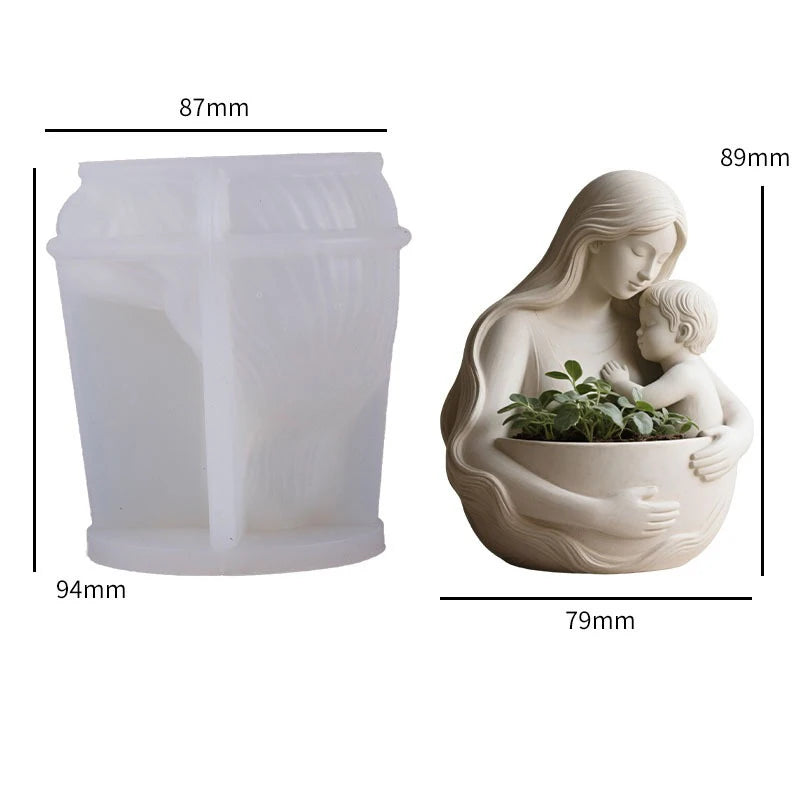 Mother & Child Silicone Mold – DIY Candle, Flower Pot & Gypsum