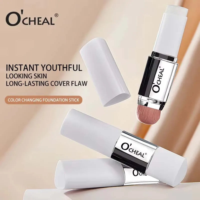2-in-1 Temperature Changing Foundation Stick Face Concealer Coverage Pores Double-Headed Facial Matte Foundation Cream Makeup Zpaxo