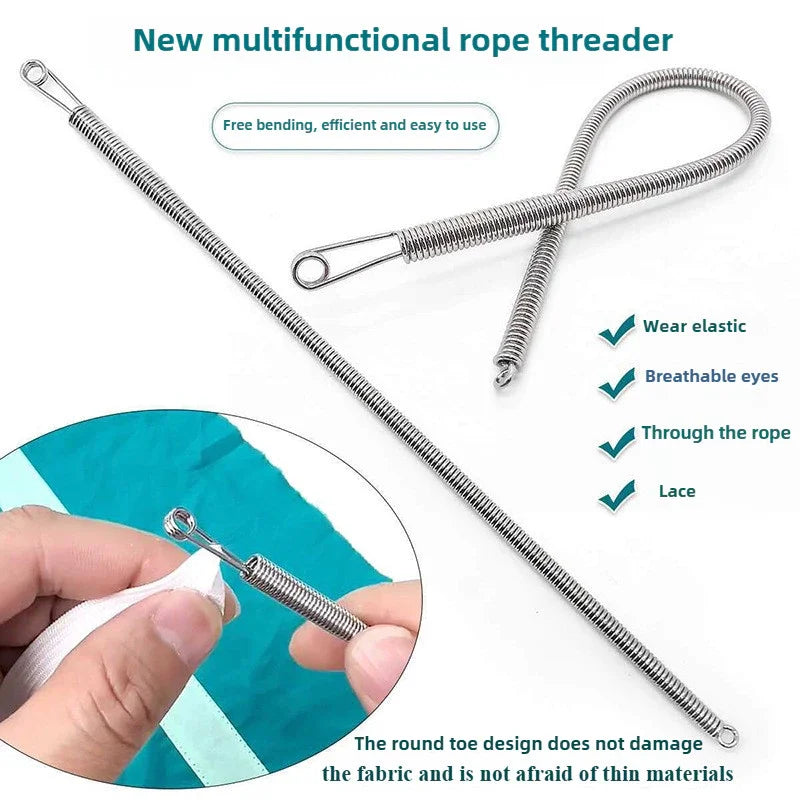 Bendable Spring Threading Tool Stainless Steel Drawstring Threader Zpaxo