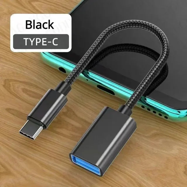 USB-C to USB OTG Adapter Cable | Type-C Male to USB-A Female USB OTG Adapter Zpaxo Black
