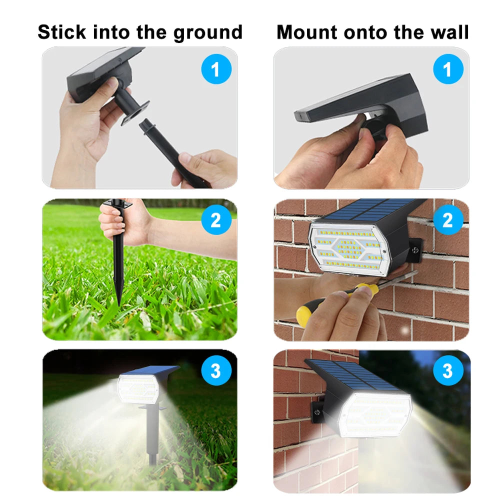 86LED Solar Spot Lights Outdoor Waterproof IP65 Solar Powered 3 Lighting Modes Solar Landscape Spotlight For Garden Flood Light Zpaxo