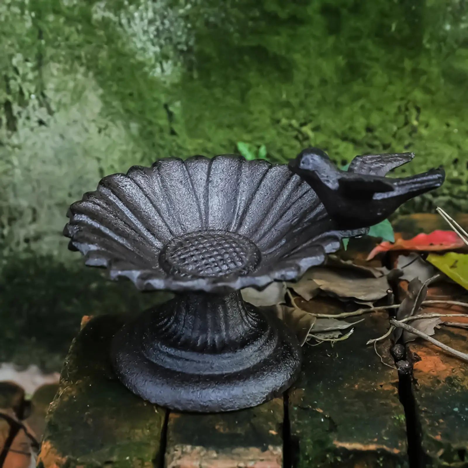 Bird Bath Decorative Metal Feeder Garden Decor Water Bowl Hummingbird Zpaxo