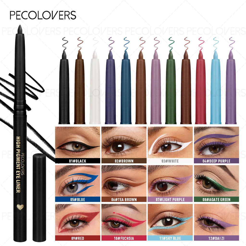 1PC Matte Black Green Waterproof Eyeliner Pencil Sweatproof Quick Dry Easy To Wear High Pigment Eye Liner Pen Eye Makeup Tool Zpaxo