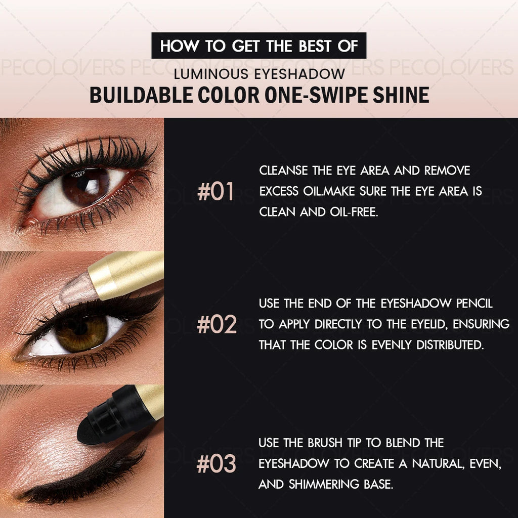 1PC Pearl Shimmer 2-in-1 Eye Shadow Stick, Rotating Design, High Color Payoff, Metallic Nude Fluorescent Eye Shadow Stick Zpaxo