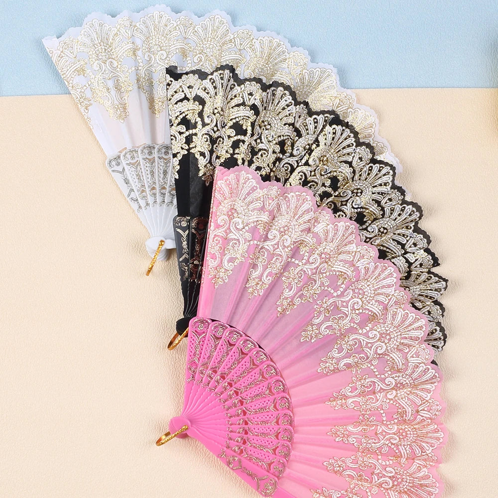 Handheld Fans Lace Folding Fans for Dance Performance Photography Wedding Party Zpaxo