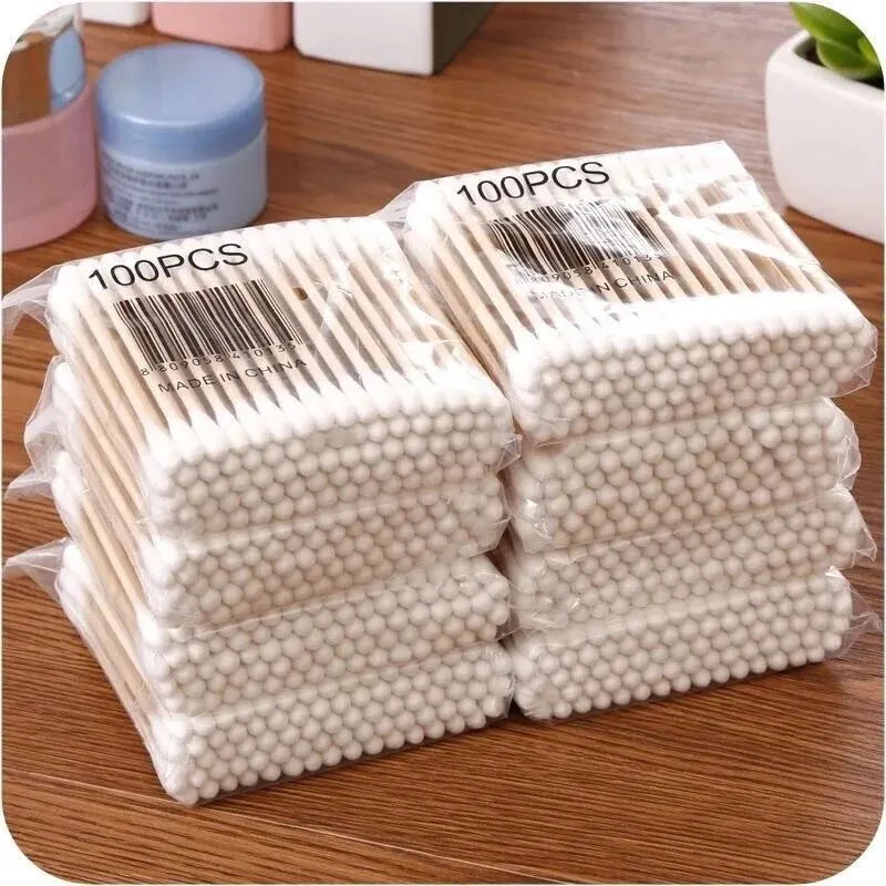 500-Pack Double-Head Wood Cotton Swabs – Ear, Nose & Makeup Cotton Swabs Zpaxo 500pcs