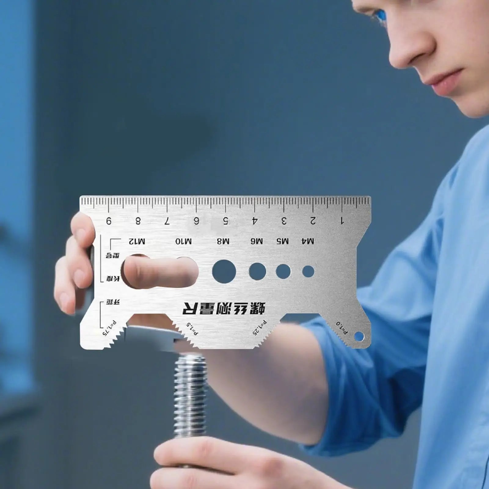 Stainless Steel Double-Sided Bolt Gauge Card Screw Measuring Calipers Thread Specification Measurment Tools Zpaxo