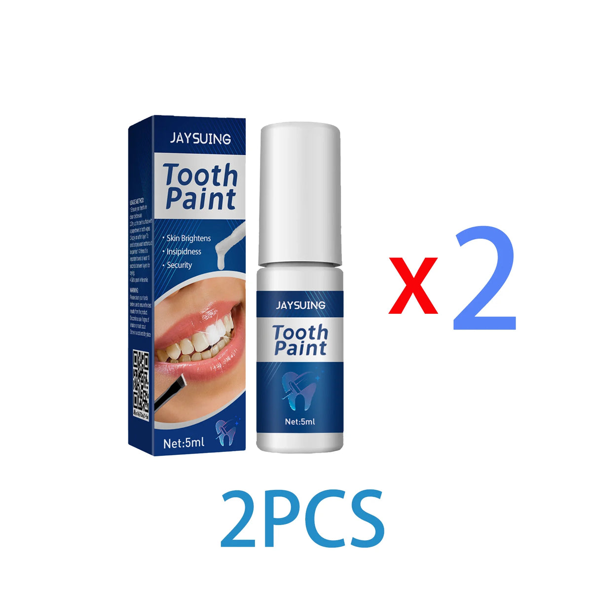 Instant Teeth Whitening Paint 5ml Remove Stains and Yellow Teeth Fast Acting Smile Brightener No Sensitivity Vegan Formula Zpaxo 2PCS