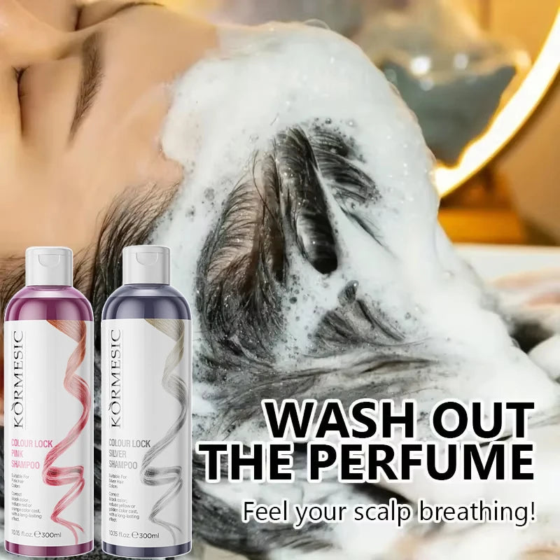 Unisex Color-Protecting Shampoo,Color Locking,Moisture Replenishing Shampoo,Lasting Color Care Purple Pink Color Fixing Shampoo Zpaxo