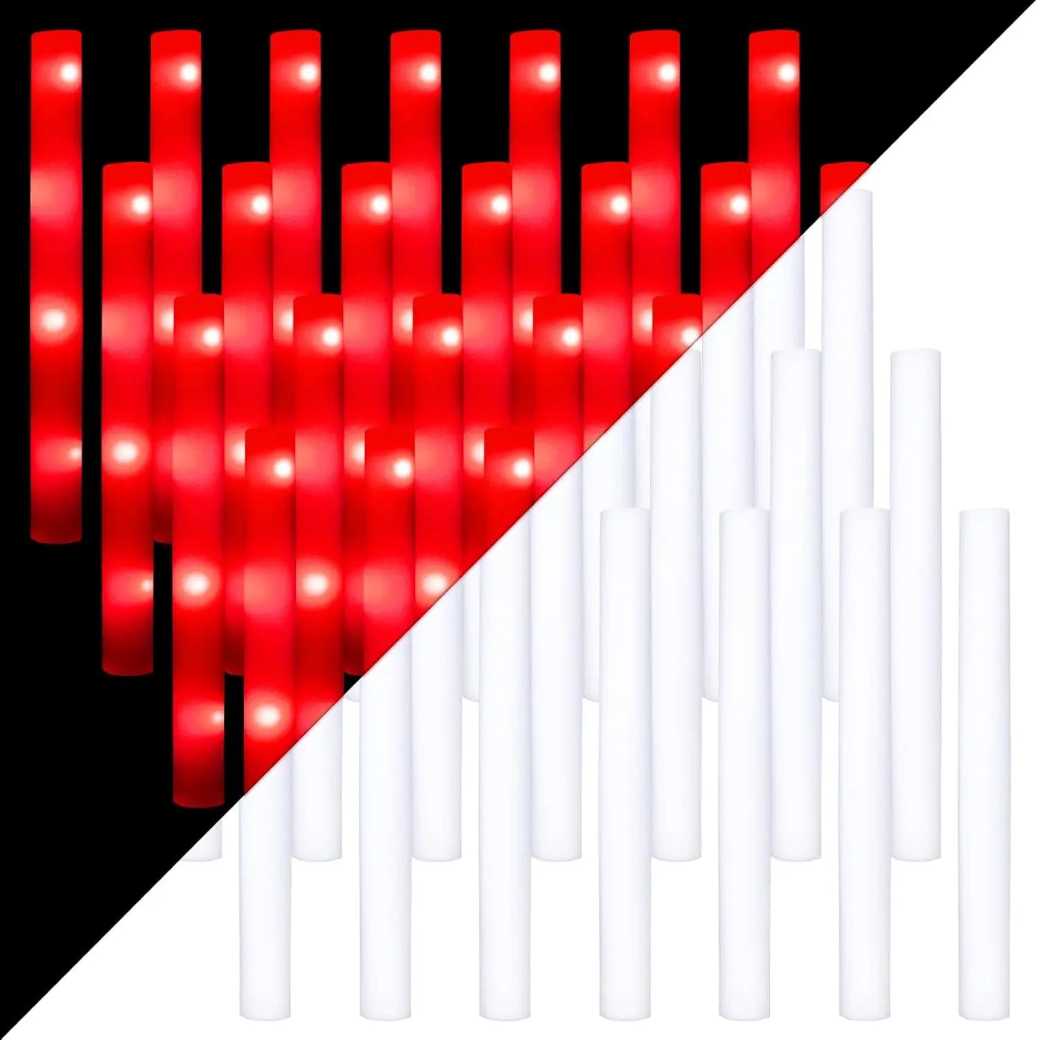 20 LED Glow Cheer Sticks Red Light Up Foam Stick Wedding Wand Dark