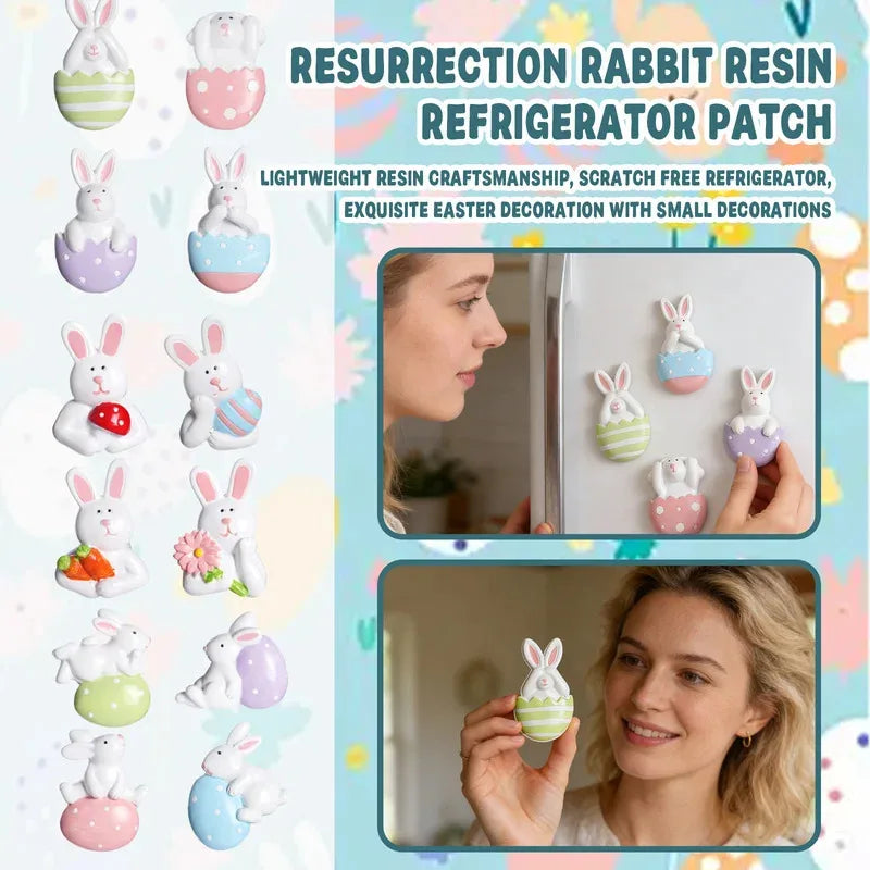 Easter Bunny Fridge Magnets 4-Piece Creative Resin Cartoon Wall Decor
