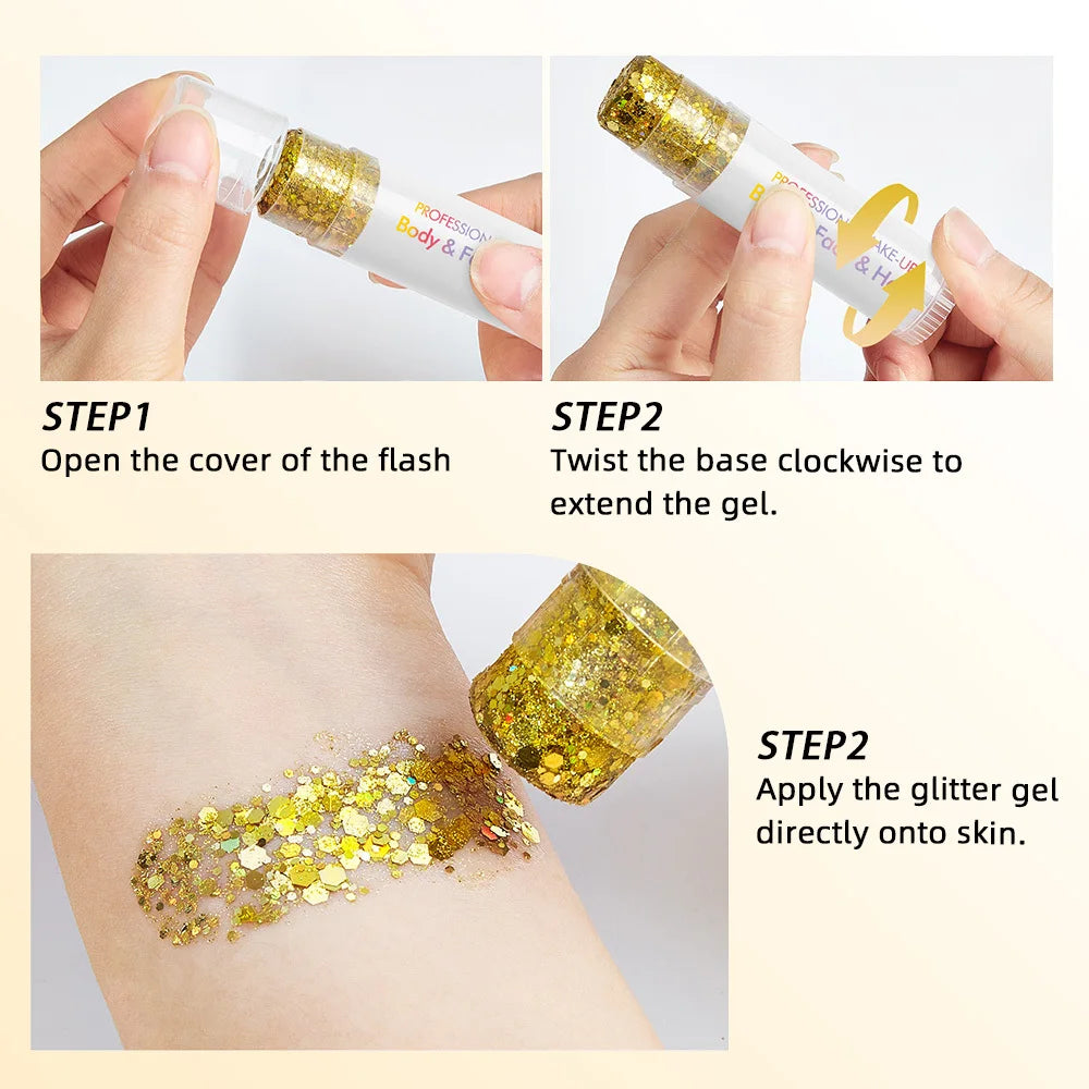 Body Glitter Stick Sequins Gel Mermaid Shimmer Topcoat Festive Orgy Eyeshadow Thick Hair Makeup Zpaxo
