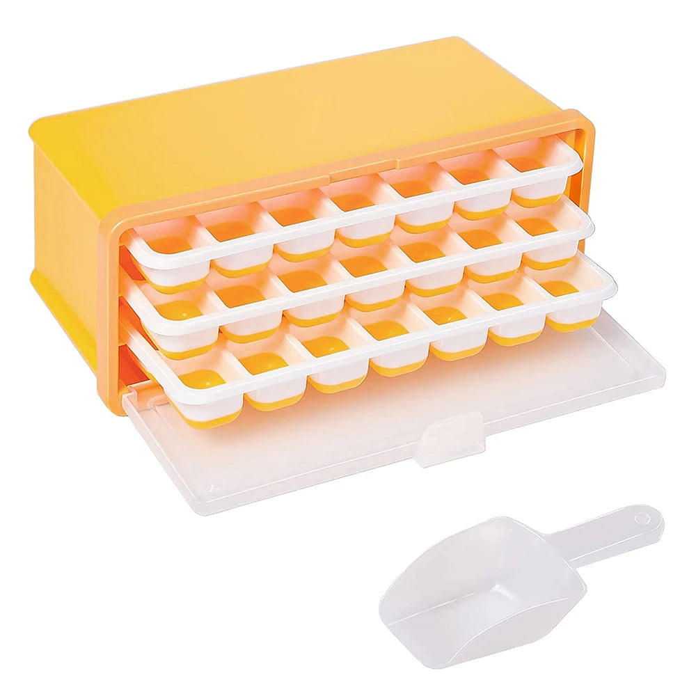 Ice Cube Tray with Bin Ice Bucket with Lid Ice Scoop Ice Maker Storage Box for Whiskey Juice Drink Home Bar Tool Zpaxo