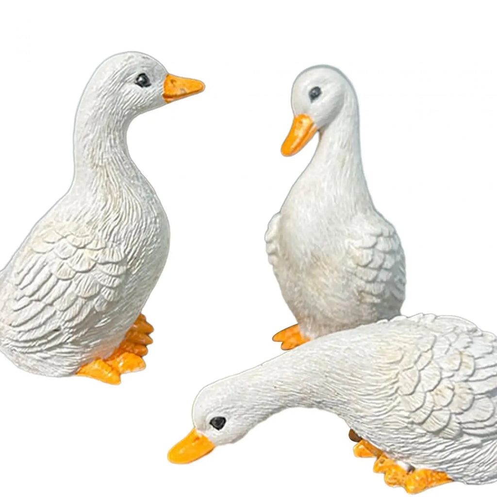 3Pcs Garden Decor Miniature Cute Resin Animal Figurines Duck Statues Home Decor for Bookshelf Farmhouse Outside Balcony Indoors Zpaxo