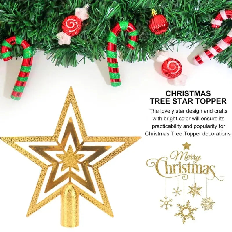 Plastic Christmas Tree Star Five-star Ornament Golden Pendant