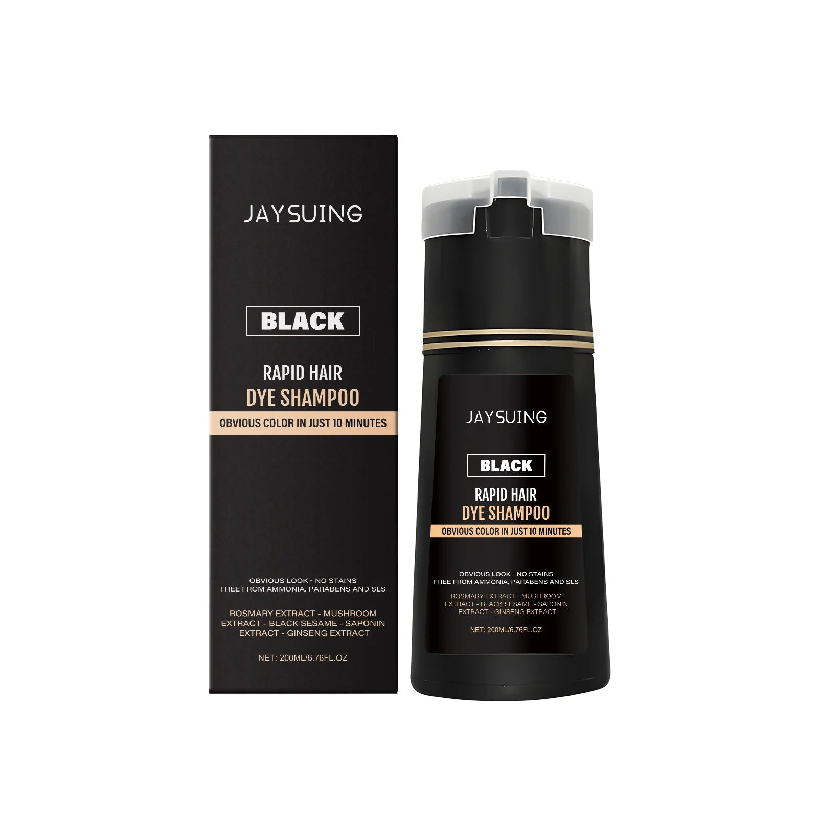 Jaysuing 3-in-1 Men Hair Dye Shampoo – Gray Hair Coverage Hair Dye Shampoo Zpaxo Black 200ml