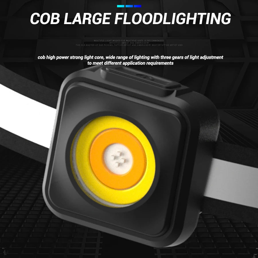 COB USB-C Rechargeable Headlamp – 1200 Lumen Floodlight Rechargeable Headlamp Zpaxo