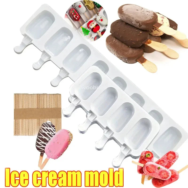 Silicone Ice Cream Mold DIY Chocolate Dessert Popsicle Moulds Tray Ice Cube Maker Homemade Tools Summer Party Supplies Zpaxo