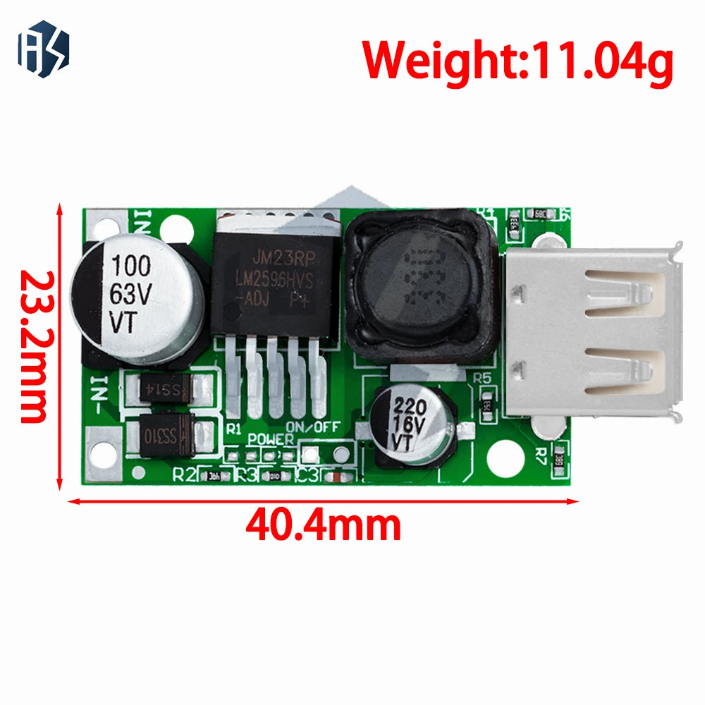 LM2596HV LM2596HVS 5V DC-DC Step Down Buck Converter Module 9V 12V 24V 36V 48V to 5V 3A USB Charger Module Board Zpaxo