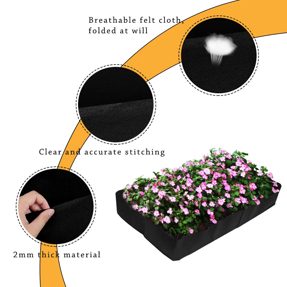 Flowerpot Breathe Cloth Rectangular Planting Bag For Vegetables Flowers Raised Garden Bed Felt 4/8 Pockets Multi-grid Zpaxo