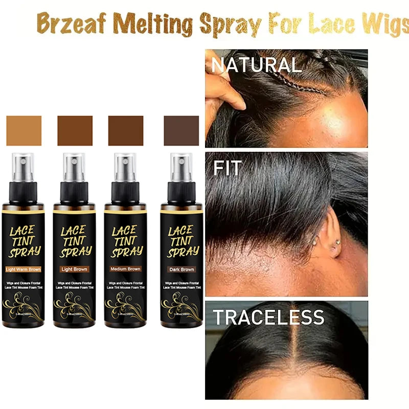 100ml Lace Melting Spray And Lace tint spray For Lace Wigs,Glueless,Natural Finishing Hold Dyed wig care spray for Women & Men Zpaxo
