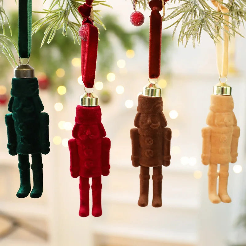 Flocked Nutcracker Soldier Christmas Tree Hanging Ornament Christmas Ornament Zpaxo